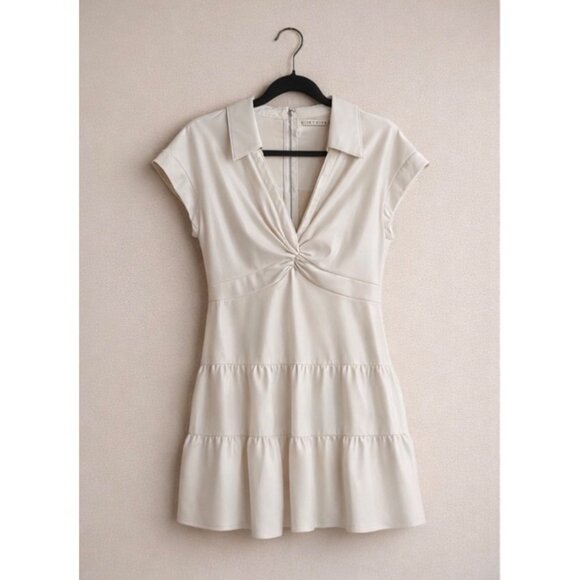Alice + Olivia Mila Faux-Leather Minidress Off White New Size 10 New - Picture 2 of 16